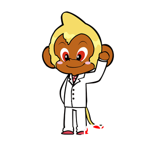 καφέ μασκότ πίθηκος, λευκή στολή - MASFR029529 - 2D / 3D Μασκότ