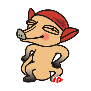 Mascota del cerdo rosado y negro, muy original - MASFR029530 - Mascotte 2D / 3D