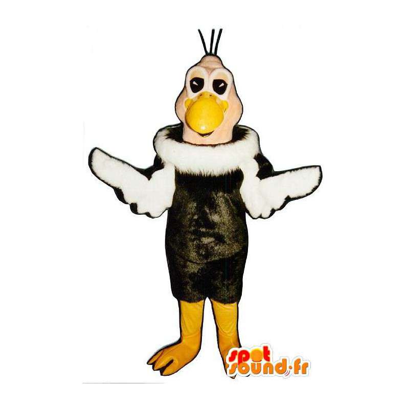 Mascotte de vautour noir, blanc et rose - MASFR007449 - Mascotte d'oiseaux