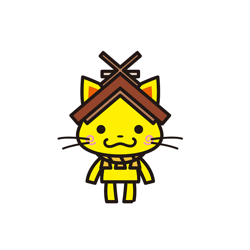 Mascotte de chat jaune avec un toit de maison sur la tête - MASFR029532 - Mascottes 2D/3D