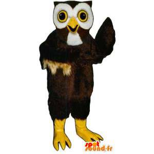 Mascot búho marrón y blanco - MASFR007450 - Mascota de aves