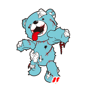 Blå och vit björnmaskot. Plysch zombie maskot - Spotsound maskot