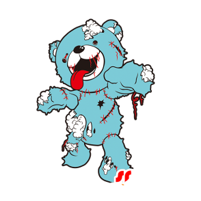 Mascotte d'ours bleu et blanc. Mascotte de zombie en peluche - MASFR029541 - Mascottes 2D/3D