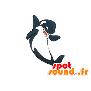 Grå och vit delfinmaskot. Orca maskot - Spotsound maskot