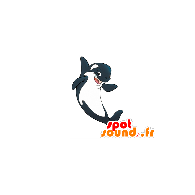 Mascotte de dauphin gris et blanc. Mascotte d'orque - MASFR029544 - Mascottes 2D/3D