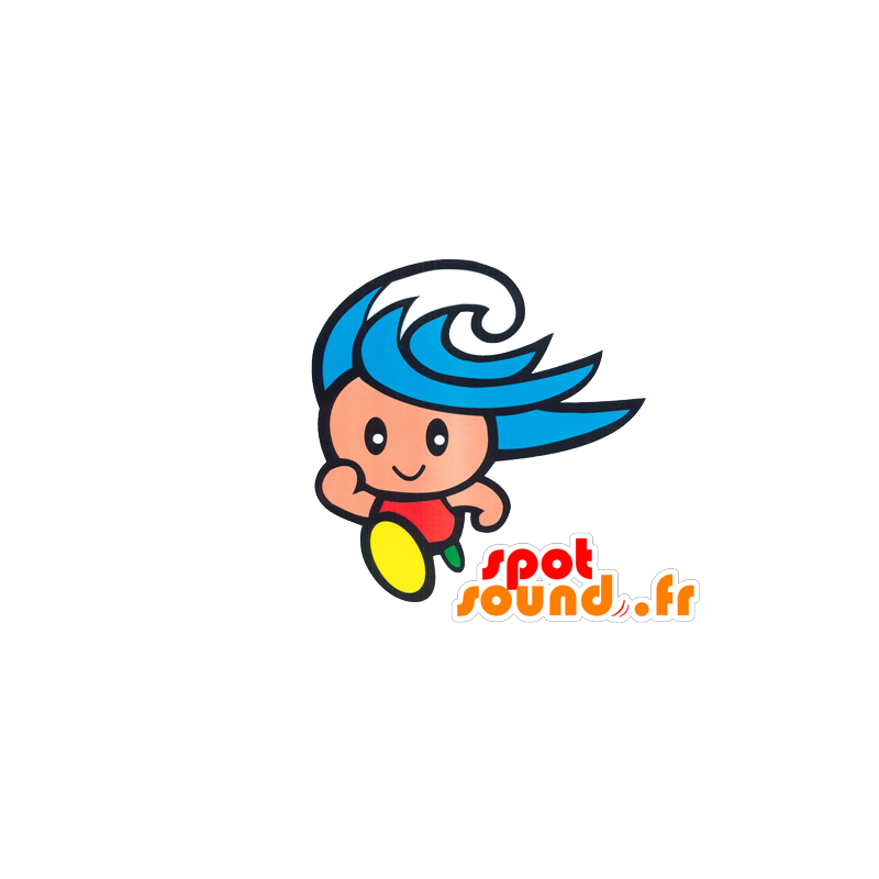 Mascotte de bonhomme bleu, de vacancier, de vague - MASFR029546 - Mascottes 2D/3D