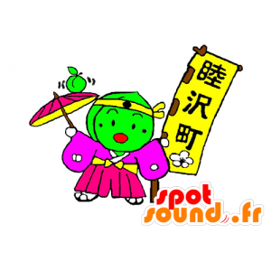 Mascotte de bonhomme vert. Mascotte de wasabi - MASFR029547 - Mascottes 2D/3D