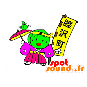 Grøn snemand maskot. Wasabi maskot - Spotsound maskot kostume