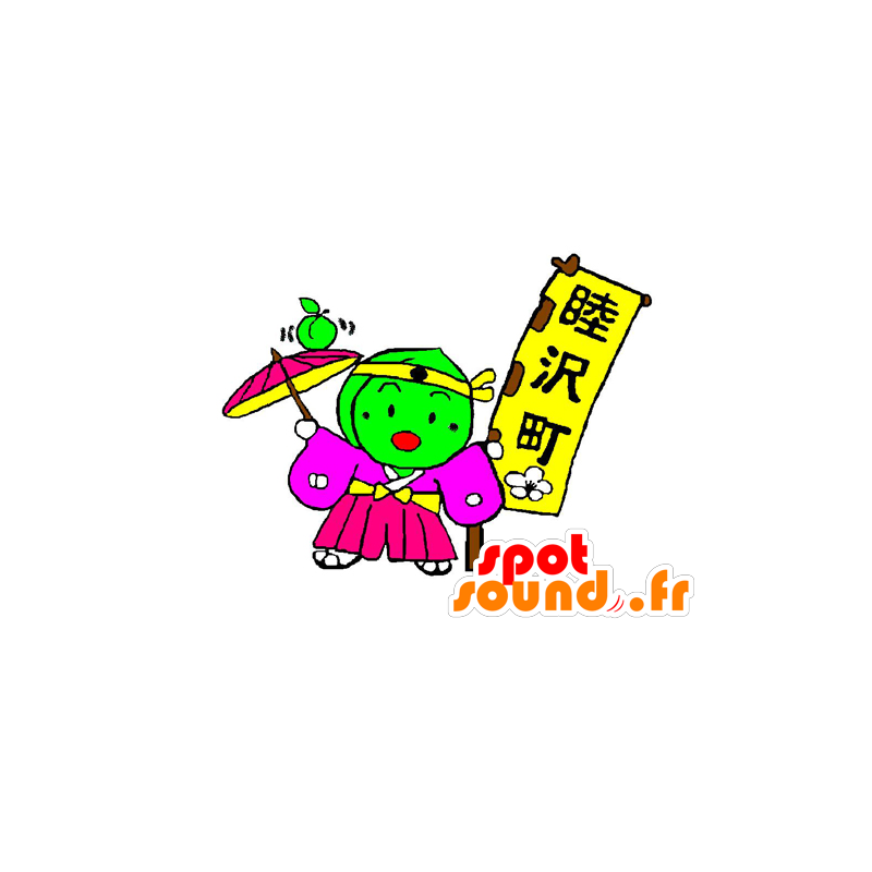 Mascotte de bonhomme vert. Mascotte de wasabi - MASFR029547 - Mascottes 2D/3D