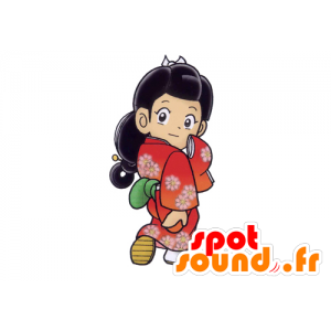 Mascotte de fillette japonaise, de femme asiatique - MASFR029551 - Mascottes 2D/3D