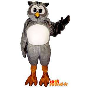 Costume de hiboux blanc et gris – Peluche toutes tailles - MASFR007453 - Mascotte d'oiseaux