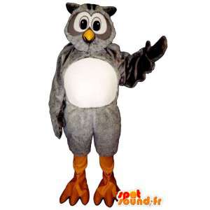Costume white and gray owls - Plush all sizes - MASFR007453 - Mascot of birds