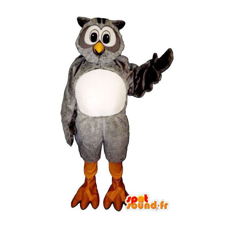 Costume white and gray owls - Plush all sizes - MASFR007453 - Mascot of birds