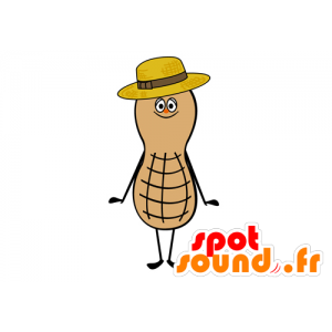 Mascot giant peanut and smiling - MASFR029552 - 2D / 3D mascots