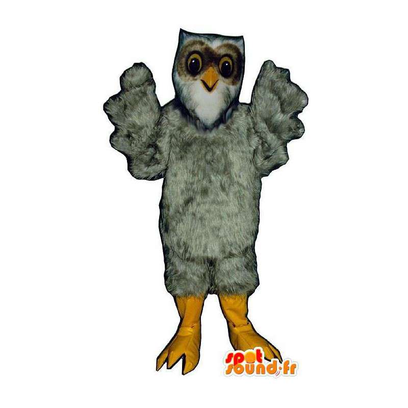 Gray owl mascot - Plush all sizes - MASFR007454 - Mascot of birds