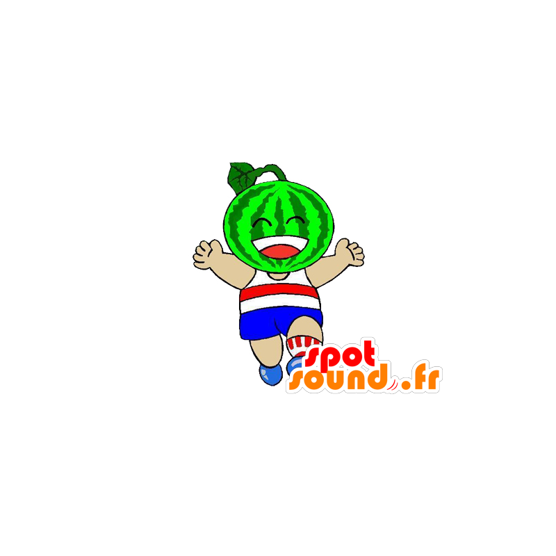 Mascot reus, glimlachende groene watermeloen - MASFR029557 - 2D / 3D Mascottes