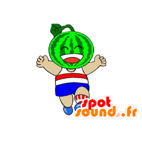 Mascot giant and smiling green watermelon - MASFR029557 - 2D / 3D mascots