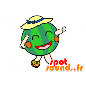 Smilende grøn vandmelon maskot - Spotsound maskot kostume