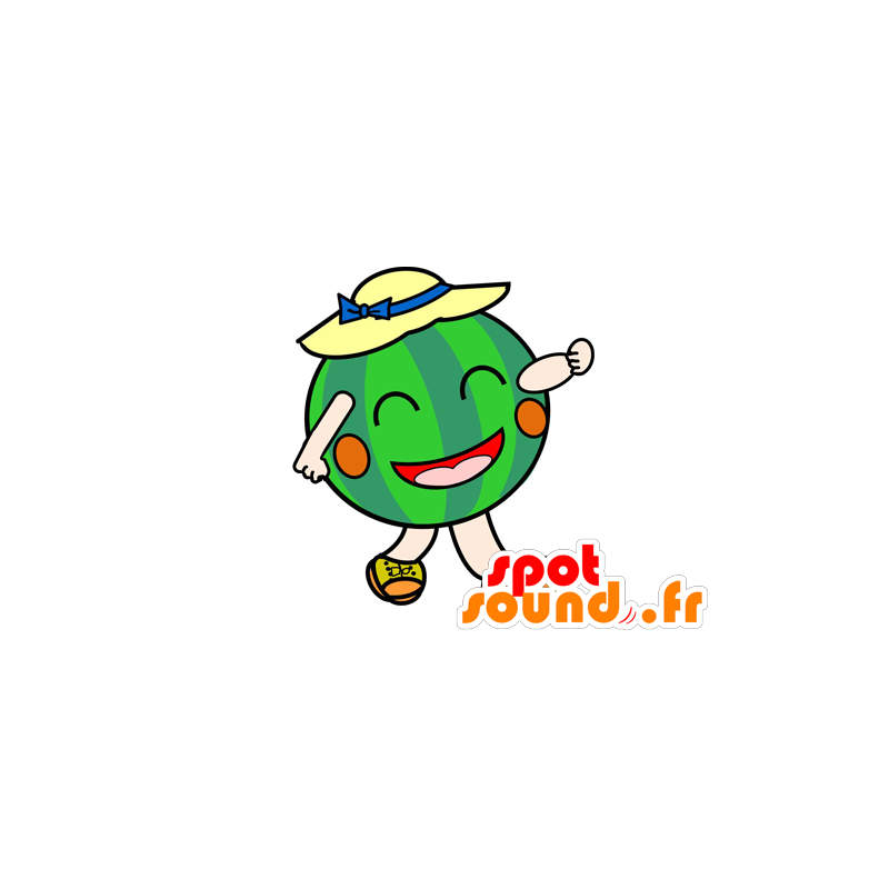 Mascotte sorridente anguria verde - MASFR029558 - Mascotte 2D / 3D