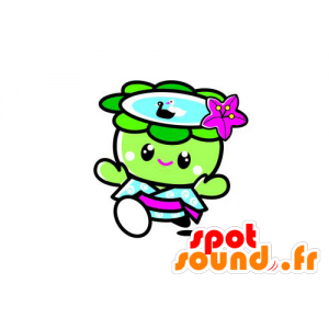 Mascot groene en blauwe bloem, reuze - MASFR029560 - 2D / 3D Mascottes