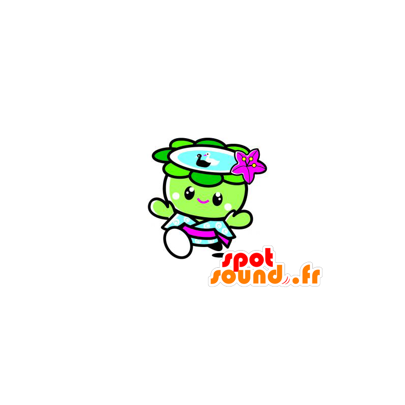 Mascot green and blue flower, giant - MASFR029560 - 2D / 3D mascots