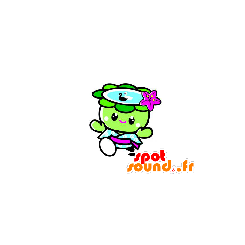 Mascotte de fleur verte et bleue, géante - MASFR029560 - Mascottes 2D/3D