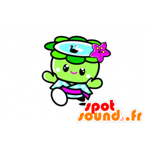 Mascotte verde e fiori blu, gigante - MASFR029560 - Mascotte 2D / 3D