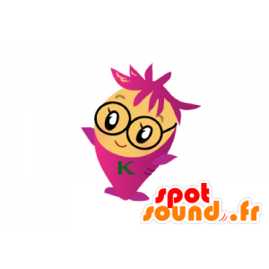 La mascota del hombre de color rosa, con gafas de pescado - MASFR029564 - Mascotte 2D / 3D