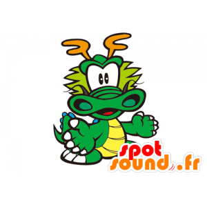 Mascotte de dragon vert, mignon et coloré - MASFR029566 - Mascottes 2D/3D