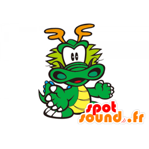 Grön drakmaskot, söt och färgglad - Spotsound maskot