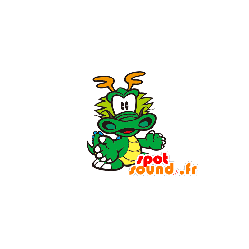 Grünen Drachen-Maskottchen, niedlich und bunt - MASFR029566 - 2D / 3D Maskottchen