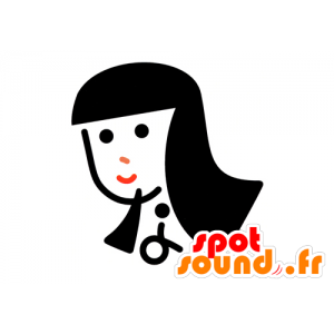 Girl with brown hair mascot. head mascot - MASFR029569 - 2D / 3D mascots