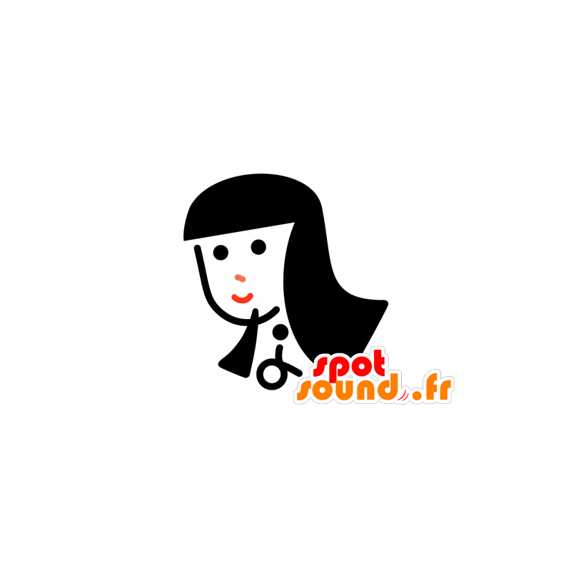 Girl with brown hair mascot. head mascot - MASFR029569 - 2D / 3D mascots