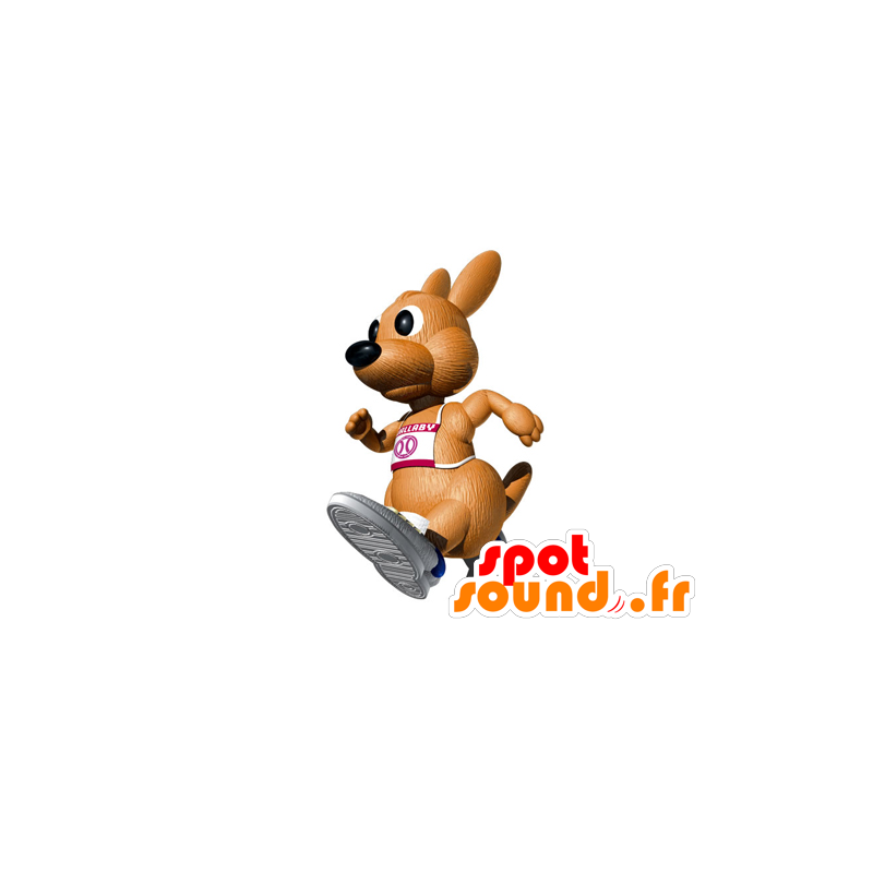 Marrom canguru mascote, divertido e realista - MASFR029571 - 2D / 3D mascotes