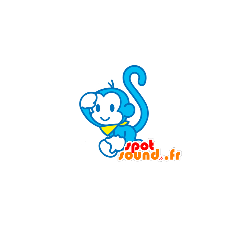 Azul y blanco mono mascota - MASFR029573 - Mascotte 2D / 3D