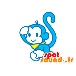 Blu e bianco scimmia mascotte - MASFR029573 - Mascotte 2D / 3D