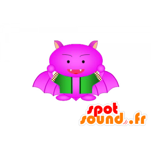 La mascota de color rosa y verde diablo - MASFR029574 - Mascotte 2D / 3D