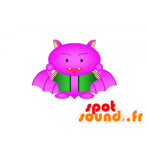 Mascotte de diable rose et vert - MASFR029574 - Mascottes 2D/3D