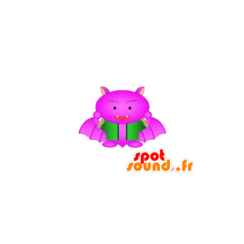 La mascota de color rosa y verde diablo - MASFR029574 - Mascotte 2D / 3D