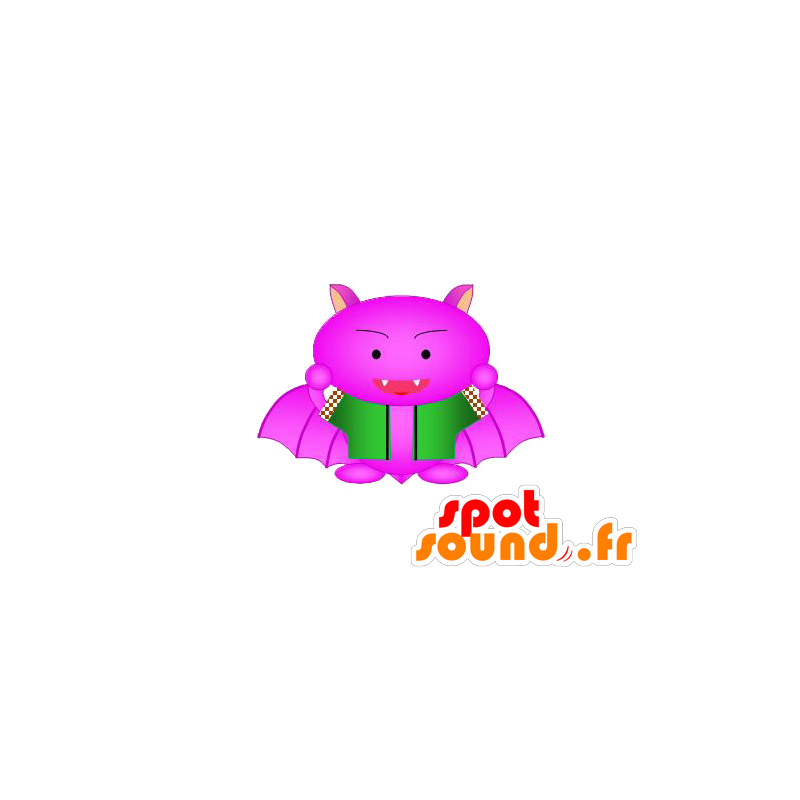 Mascotte de diable rose et vert - MASFR029574 - Mascottes 2D/3D