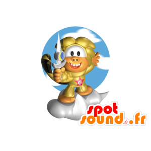 Mascotte de super-héros en tenue dorée - MASFR029575 - Mascottes 2D/3D