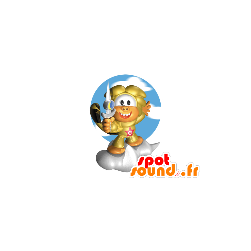 Supereroe mascotte tenendo d'oro - MASFR029575 - Mascotte 2D / 3D