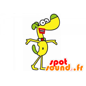 Giallo e verde cane mascotte, molto divertente - MASFR029579 - Mascotte 2D / 3D