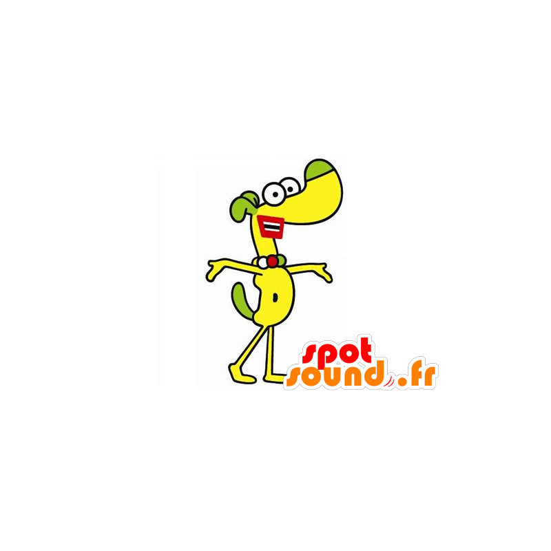 Amarillo y verde perro de la mascota, muy divertido - MASFR029579 - Mascotte 2D / 3D