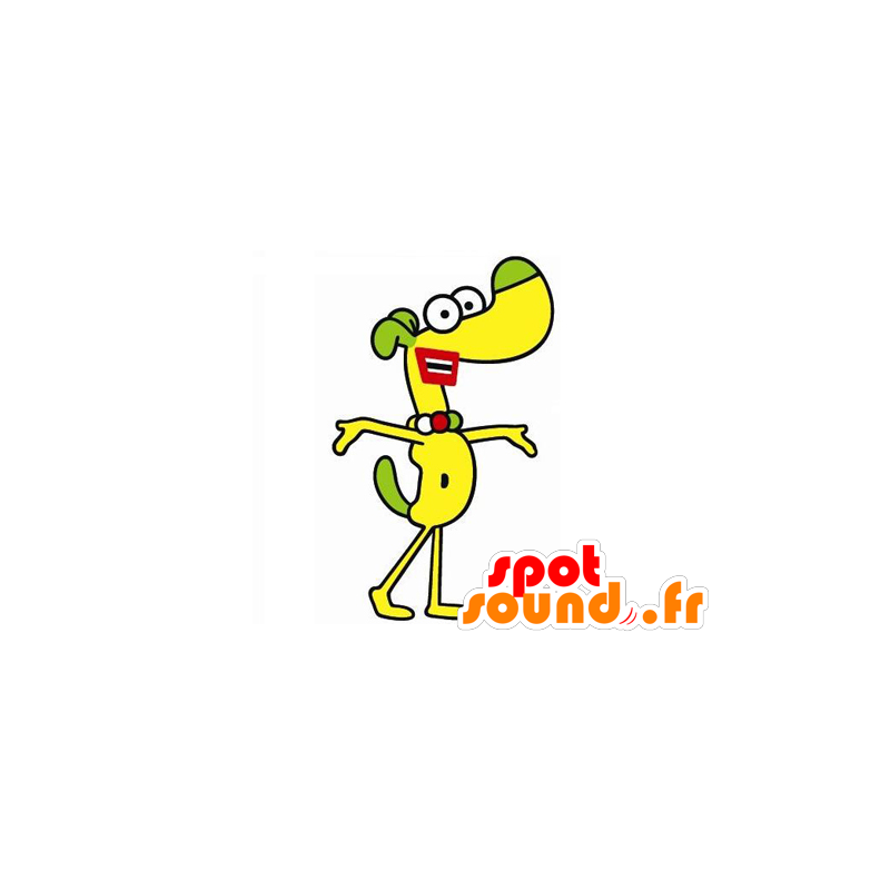 Groen en geel hond mascotte, erg grappig - MASFR029579 - 2D / 3D Mascottes