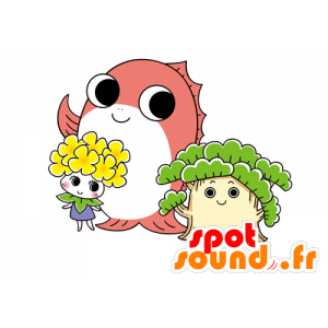 3 mascots very aquatic and floral colored fellows - MASFR029582 - 2D / 3D mascots