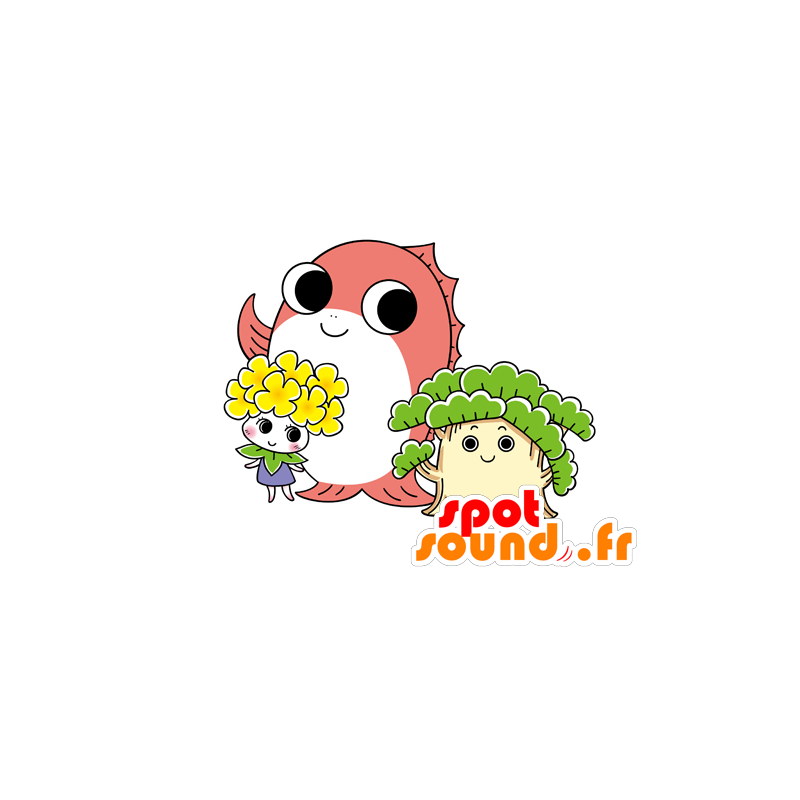 3 mascottes zeer aquatische en florale kleuren fellows - MASFR029582 - 2D / 3D Mascottes