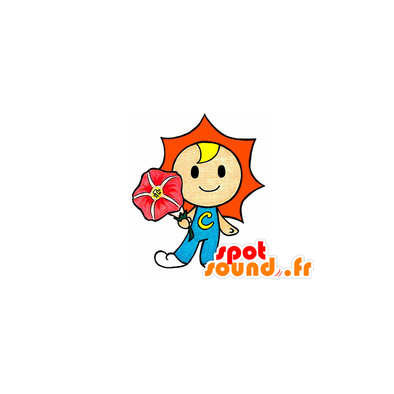 Mascot colored man, sun. Flower mascot - MASFR029584 - 2D / 3D mascots