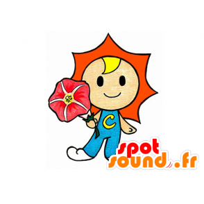 Mascot colored man, sun. Flower mascot - MASFR029584 - 2D / 3D mascots