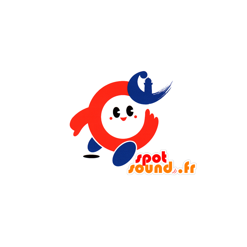 Runde snømann maskot, rødt, hvitt og blått - MASFR029585 - 2D / 3D Mascots